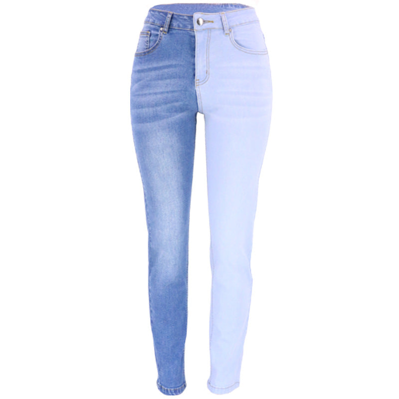 Blue/Black &amp; White Block High-Rise Jeans