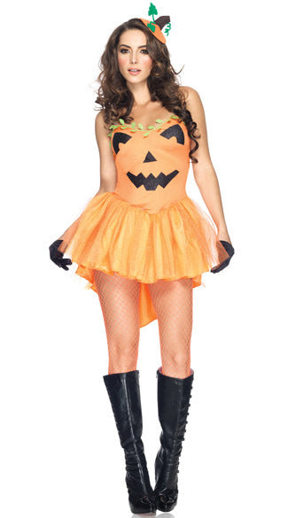 New Halloween Slips Pumpkin Head Goth Style Party Mini Dress